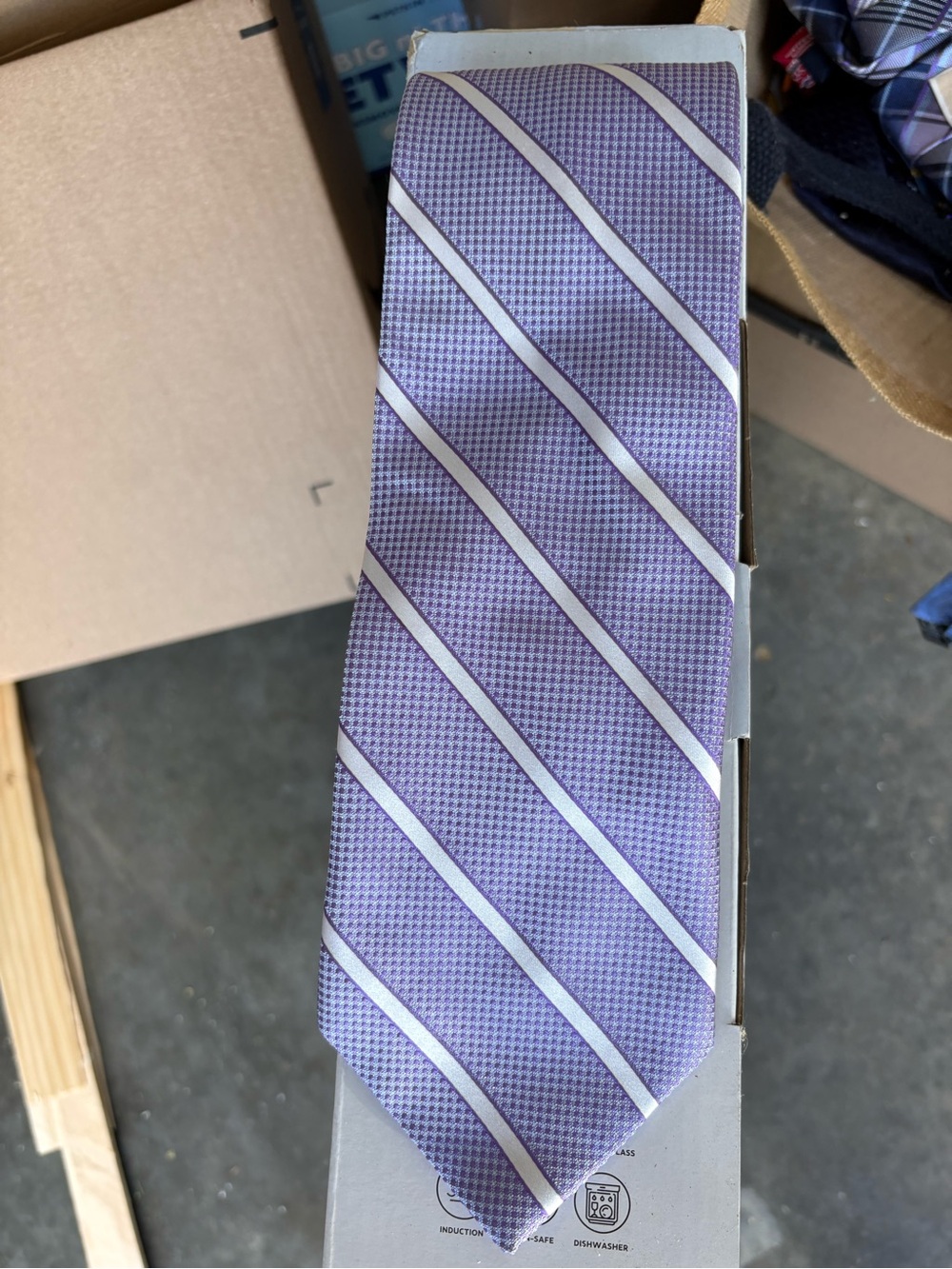 Brooks Brothers Lavender and Silver Striped Tie